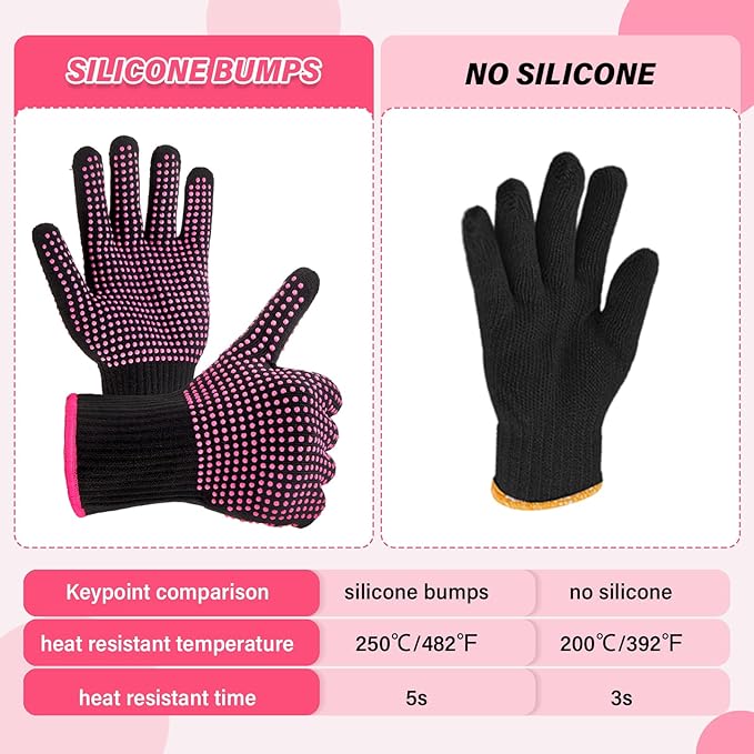 Suhine 20 Pcs Professional Heat Resistant Gloves for Hair Styling Curling Heat Resistant Work Gloves