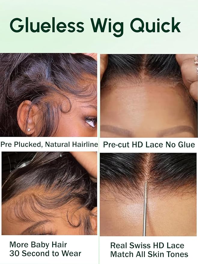 KLAIYI Body Wave Bye Bye Knots Glueless Wig 7x5 Pre Cut Lace Front Wigs Human Hair Wear and Go Wigs for Beginners Pre Bleached Pre Plucked Pre Everything 3S Easy to Ready to Wear Loose Wave Wig 24Inch