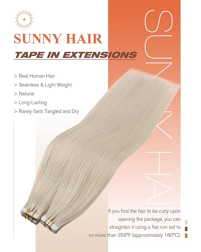 Sunny Hair Blonde Tape in Hair Extensions Human Hair, 18 inch Tape in Extensions Remy Tape ins Human Hair Extensions for Women 50g 20Pcs