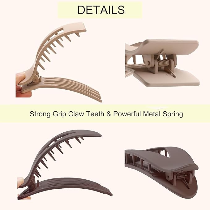 6 Pack Flat Hair Clips for Women,Large Claw Clips Strong Hold Hair Clips for for Thick & Thin Hair for Daily Styling