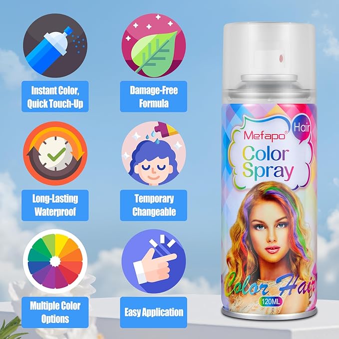 Christmas Blonde Hair Spray, Gold Temporary Hair Color Spray for Kids Women Men,Washable Yellow Hair Spray，Natural Gold Hair Color Wax With Non Damaging for Party, Makeup, Cosplay (Blonde 120ML)