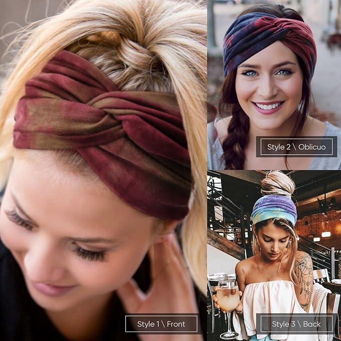 DRESHOW 6 Pack Extra Wide Headbands for Women Large Turban Headband Boho Head Wrap Elastic Hairbands Hair Twisted Knot Hair Accessories