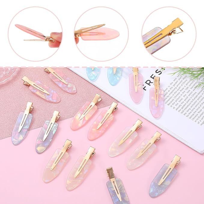 16 Pcs Creaseless No Crease Hair Clips, No Bend Barrette Hair Clips For Styling Non Slip Makeup Flat Clip Hair Accessories for Women