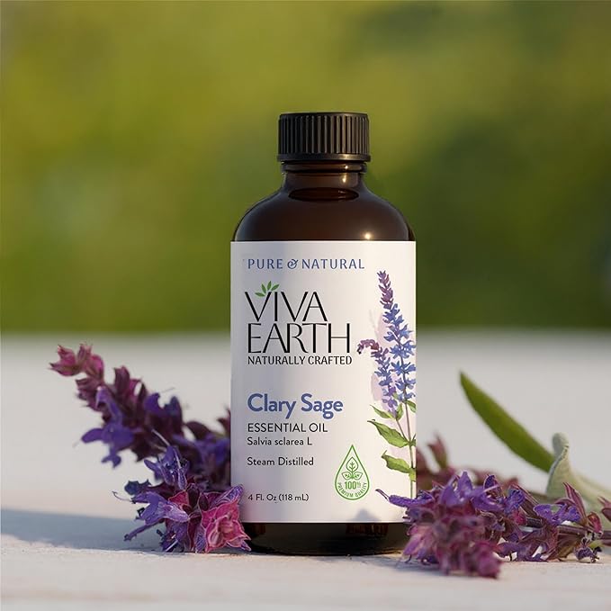 Clary Sage Essential Oil – Pure and Natural Clary Sage Aroma for Diffusers, Aromatherapy, Hair and Scalp Care, Skin Care, Massage Oils, Soap and Candle Making – with Dropper, 4 oz