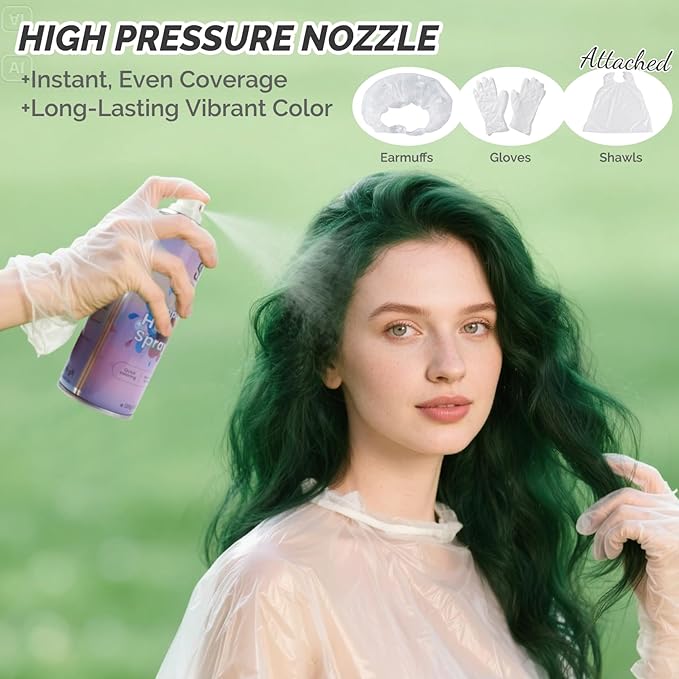 Emerald Green Temporary Hair Color Spray, SOVONCARE Natural Hair Wax Dye Spray for Kids Halloween, Christmas Party, Cosplay -On 1-Day Washable 120ML