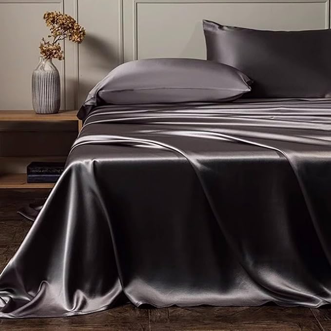 Pure Mulberry Silk Pillow Cases Standard Size, Oeko-TEX Certified 100% Silk Pillowcase for Hair and Skin, Premium 22 Momme silk zippered pillowcase, USA, Dark Gray, 1 Pc 20"x26" (Standard, Slate Grey)
