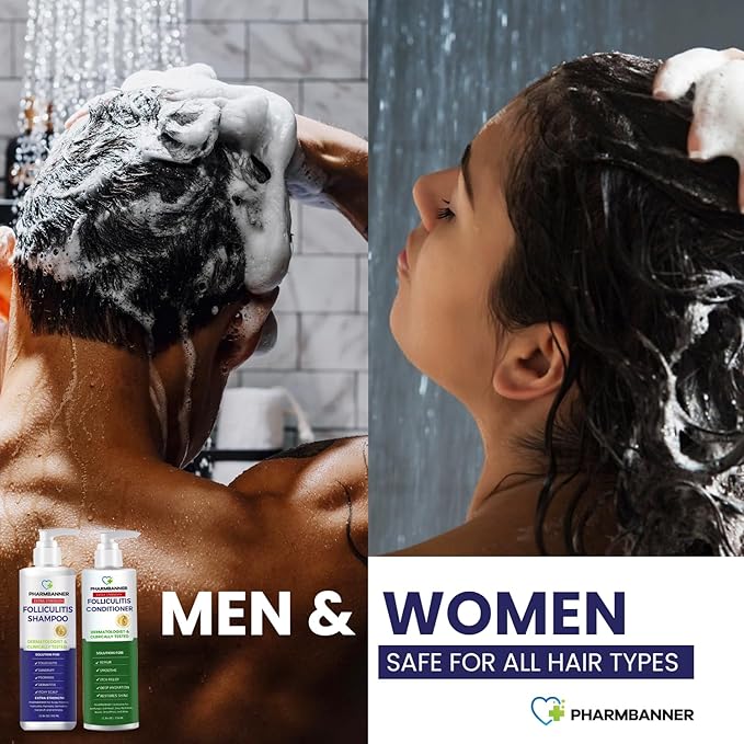 Anti-Fungal Shampoo and Conditioner Set – Tea Tree & Argan Oil for Folliculitis, Seborrheic Dermatitis, Scalp Psoriasis – Relieves Itchy, Flaky, Dry Scalp – Sulfate & Paraben Free