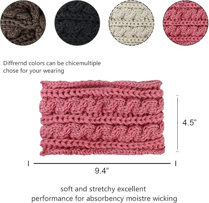 DRESHOW Knit Crochet Headband for Women Ear Warmer Soft Turban Stretch Warmer Headbands Winter Fashion Head Wrap