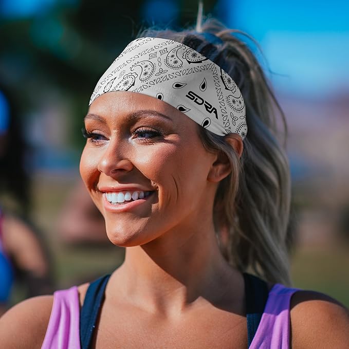 Suddora Paisley Print Bandana Headband, Multi-sport Boho Style Bandana, Non-slip Fabric, Unisex Head Accessory for Bikers