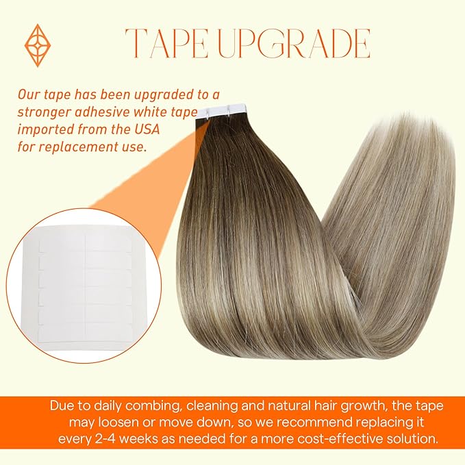 Full Shine Tape in Hair Extensions Human Hair Color 3 Ombre 8 and 22 Blonde Highlighted Balayage Tape Hair Extensions Seamless Skin Weft Tape in Extensions 24Inch Adhesive Hair Extensions 50G 20Pcs