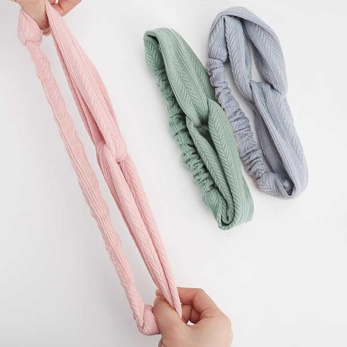 Elastic Knotted Headbands for Women Wheat Pattern Cloth Head Hair Bands for Women's Hair Non Slip Boho Wrap Twisted Hair Accessories