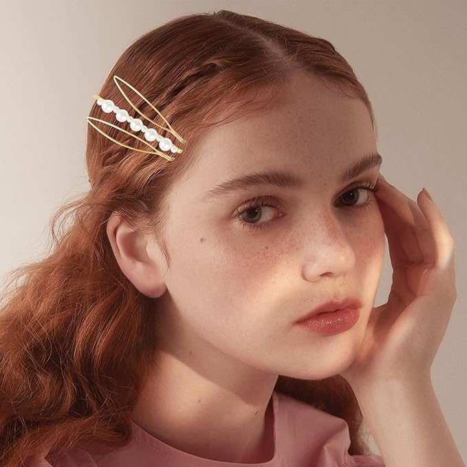 18 PCS Gold Geometric Elegant Barrette Pearls Hair Clamps Styling Fancy Women Girls Preppy Hair Clips Bridal Minimalist Bobby Pins Dainty