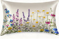 Silk Pillowcase for Hair and Skin Colorful Botanical Wildflowers Satin Pillowcase Standard Size with Zipper Silky Soft Cooling Satin Pillowcase Sleeping for Women 20"x26"