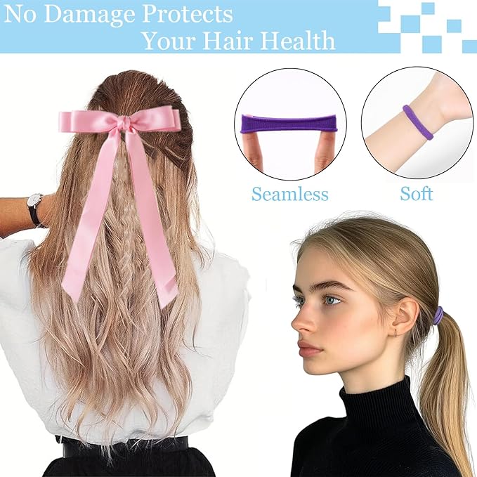 Curly Hair Brush,Curl Defining Brush,Slick Back Hair Brush,Rat Tail Comb,Edge Bristle Brush,Clip Claw,Bow,Satin Scrunchies,No Damage Hair Ties,Scarf Hair Ties,Gifts For Women,Best Gift Set(Purple)