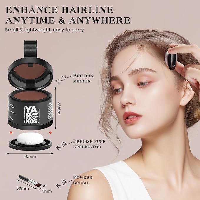 Hairline Shadow Powder, Red Brown, Root Touch Up Powder for Instantly Gray Hair Cover Up, Women Color Root Coverage for Thinning Grey, Mens Roots Concealer for Hair Loss Beard Line, #7