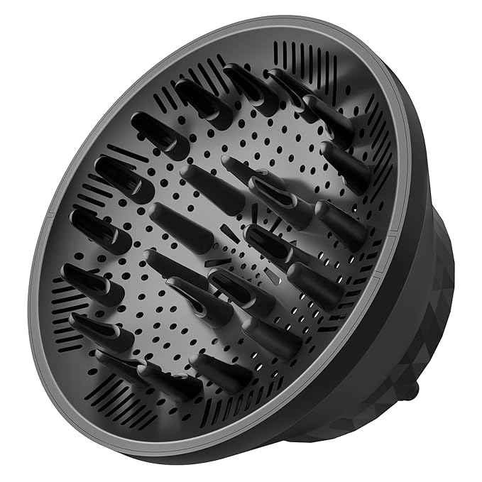 Universal Hair Dryer Diffuser, Foldable Diffuser Attachment for Curly & Wavy Hair, Fits 1.6" to 3.2" Nozzle Dryers, Enhances Curls Definition & Reduces Frizz for Natural Hair(Black)