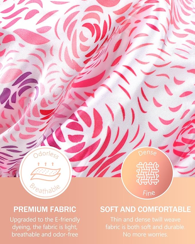 mikimini Large Shower Cap for Women Long Hair, 1 Pack,Romantic Petal Design, Double Layer Waterproof, Reusable, Washable, High-quality, Floral Print