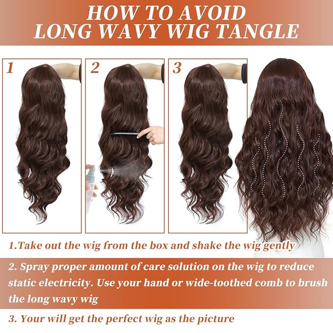 Synthetic Lace Front Wigs Pre Plucked 13x4 HD Lace Long Wavy Auburn 100% Futura Premium Wigs For Black Women Ready to Wear Beginner Friendly 26 Inch Daily Party Use