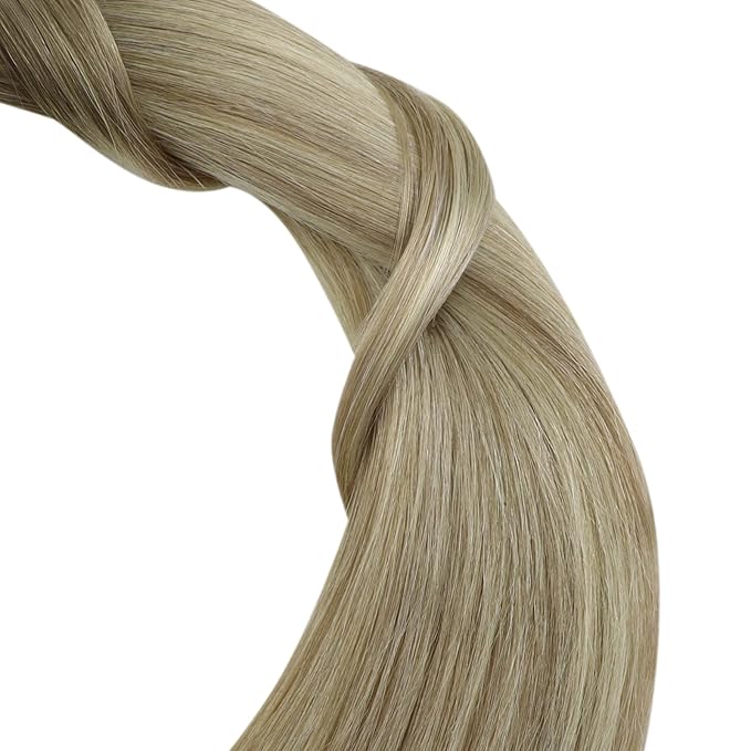 YoungSee Nano Extensions Human Hair Ombre Blonde Nano Tip Extensions Balayage Ash Blonde Ombre Platinum Blond Nano-bead Extension Human Hair Balayage Nanoring Hair Extension 18Inch 50G 50S for Daily