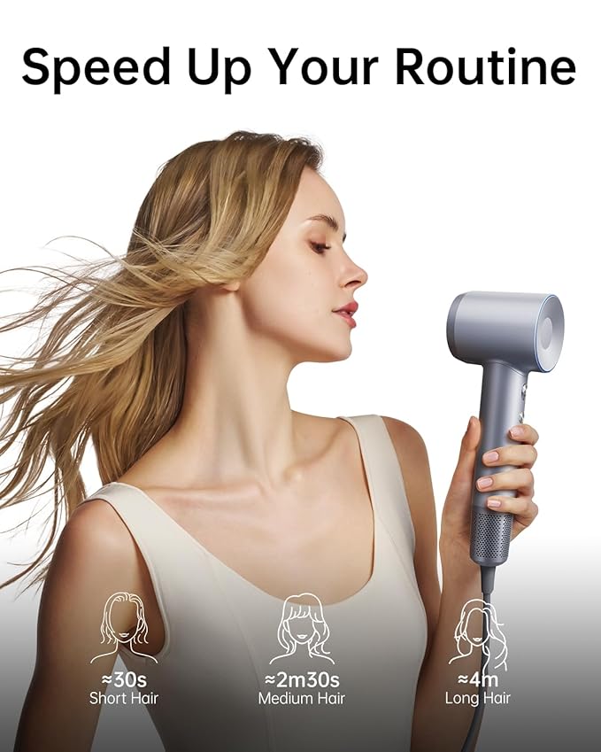 Laifen Swift Hair Dryer, High Speed 200M Ionic Blow Dryer with 110, 000 RPM Brushless Motor for Fast Drying, Low Noise, Hairdryer with Magnetic Nozzle