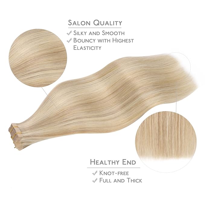 WENNALIFE Tape in Hair Extensions Human Hair, 20pcs 50g 24 inch Dirty Blonde Highlighted Bleach Blonde Remy Hair Extensions Straight Human Hair Tape in Extensions Skin Weft Extensions Hair