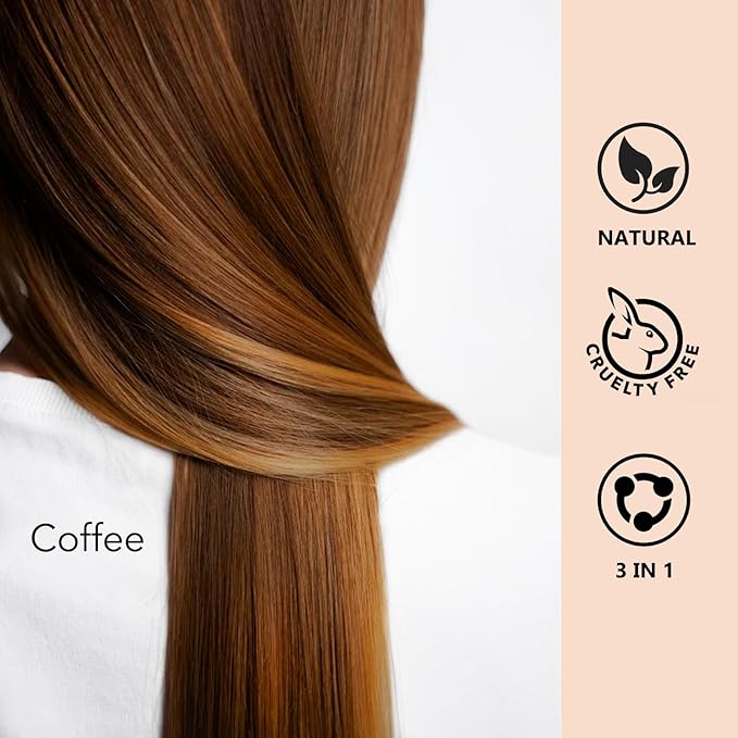 Coffee Hair Dye Shampoo 3 in 1, Natural Brown Hair Color for Men & Women, Long Lasting Shampoo Para Canas for All Hair Types, Easy to Use Herbal Brown Dye, 16.9 Fl Oz (Coffee)