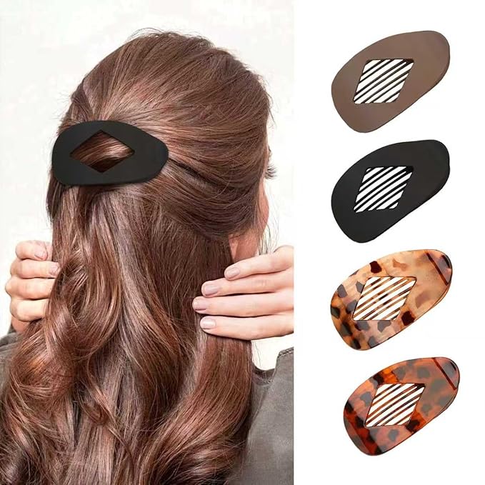 Matte Duckbill Claw Clips for Women, Strong Hold Flat Hair Clips for Thick Hair, Simple Elegant Resin Hair Clamps, Non-Slip Solid Color Hair Accessories for Work & Daily Use (A)