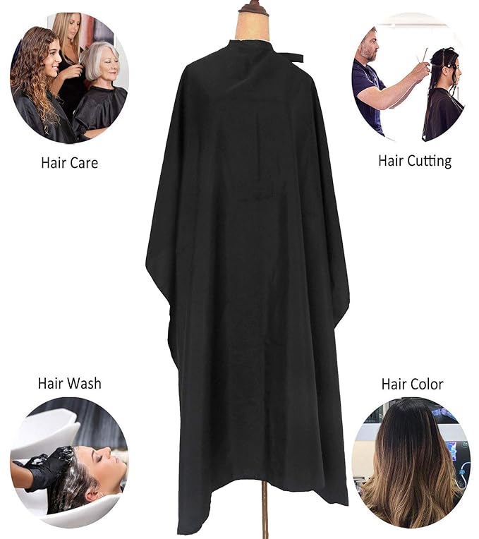 Haircut Cape Black Hair Cutting Salon Barber Capes Waterproof hairdressing for Clients Men Adults (3PCS-Barber Capes)