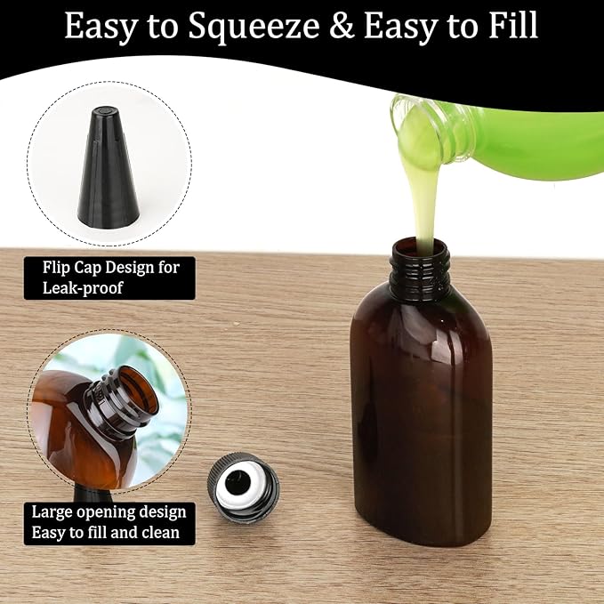 Cosywell Paint Bottles 12Pack 100ml/3.4oz Empty Squeeze Bottles Leak-Proof Refillable Plastic Hair Color Applicator Bottle Paint Storage Containers for Paint Art Crafts Shampoo Liquids(Clear)