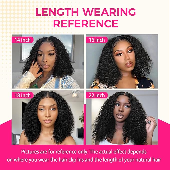 Lashey Seamless Clip in Hair Extensions Human Hair 110g 7pcs Kinky Curly Clip in Hair Extensions Real Human Hair with Soft PU Skin Weft for Women 22 Inch Natural Black