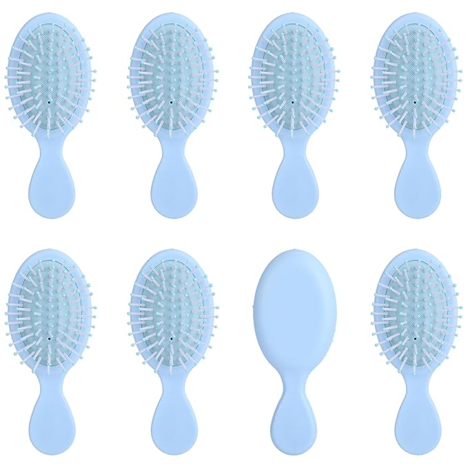 8 Pcs Blue Mini Hair Brush Bulk for Bridesmaid Proposal Gifts, Mini Wet Brush Bulk for Wet & Dry Hair Stocking Stuffers for Women, Travel Brushes Teen Stocking Stuffers for Bridal Party Gifts