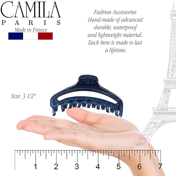 Camila Paris CP3220 French Hair Clip for Women, Medium Narrow, Open, Girls Hair Claw Clips Jaw Fashion Durable and Styling Hair Accessories for Women, Strong Hold No Slip Grip, Made in France