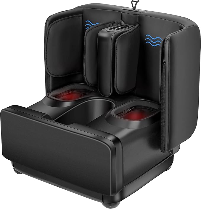 COMFIER 2 in 1 Foot Massager Machine,Shiatsu Foot and Calf Massager with Heat,Kneading,Vibration,Compression Massagers for Feet,Ankle,Leg,Tired Muscles & Plantar Fasciitis,Christmas Gift for Men Women