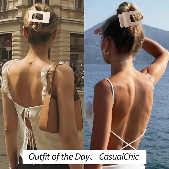 Velscrun Flat Hair Clips for Women Girls, 2 Styles 8 Pcs Lay Flat Claw Clips, Strong Hold French Duck Billed Large Side Hair Jaw Clip for All Hair Types, Fashion Trendy Hair Accessories Brown