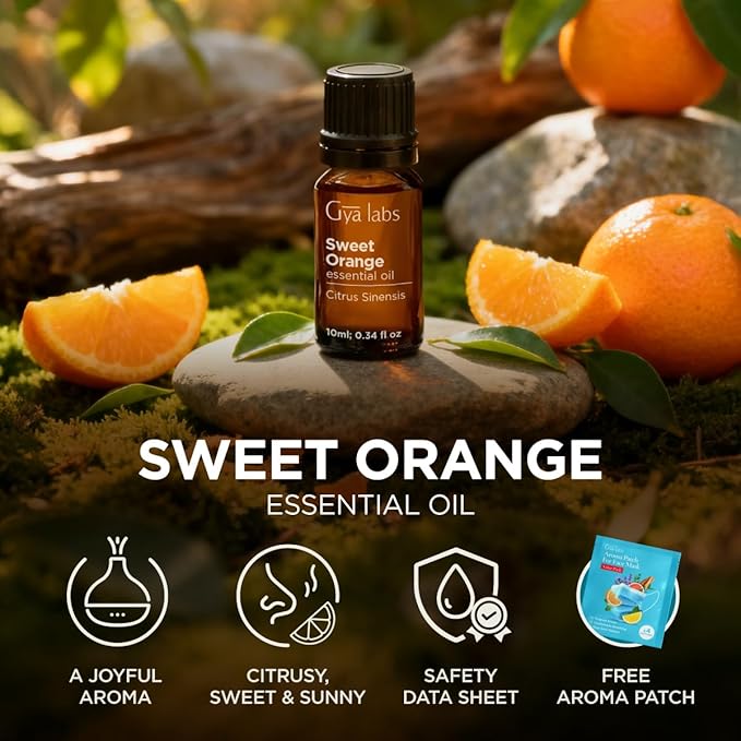 Gya Labs Orange Essential Oil - 0.34 Fl Oz - for Hair, Skin, Diffuser, Aromatherapy & DIY Candle Making Scent