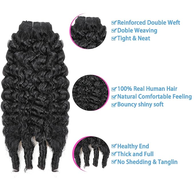 Burmese Curly Clip in Hair Extensions Real Human Hair 8Pcs Brazilian Human Hair Clip ins for Black Women With 18Clips 120g 16inch #1B Natural Black