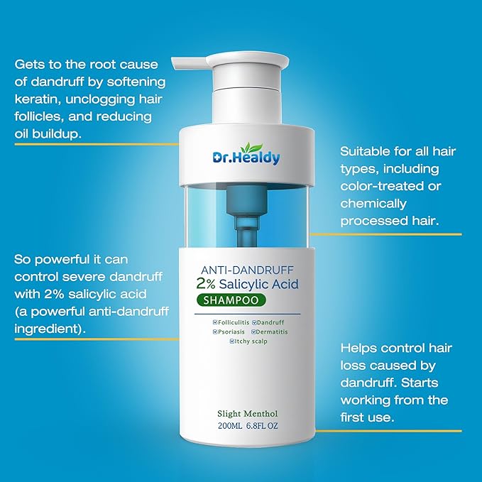 Dr.Healdy Anti-Dandruff Shampoo and conditioner set-2% Salicylic Acid,Stop Flaky and Itchy Scalp – Sulfate Paraben Free, Intense Care for Women and Me 13.6 FL Oz (Pack of 2)