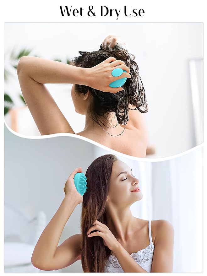 HEETA Hair Scalp Massager for Hair Growth, Shampoo Brush, Scalp Scrubber Exfoliator with Soft Silicone Bristles for Dandruff Removal to Relieve Stress, Wet Dry Use, Green