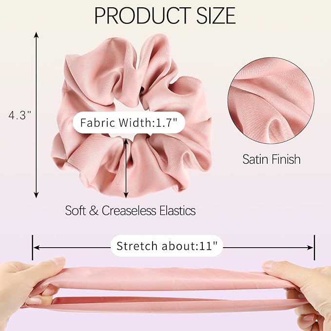 6Pcs Scrunchies for Women, Premium Satin Hair Scrunchies Sleep, All Hair Types, Colorful