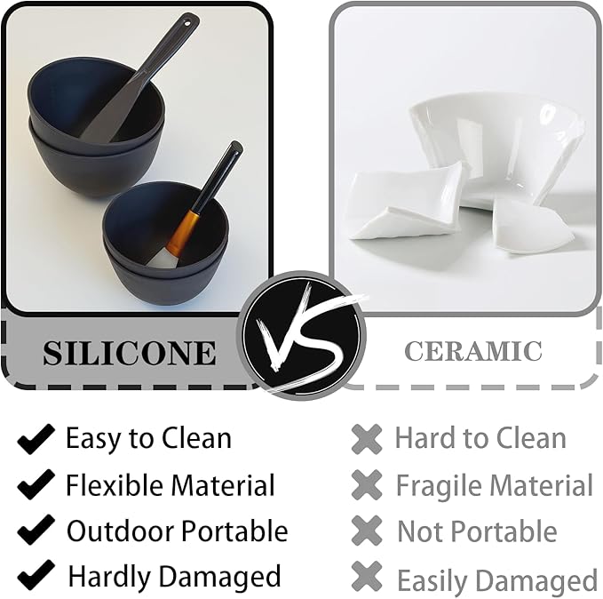 4Pcs Silicone Mixing Bowl DIY Hair Color Mixing Bowls for Home Salon Spa Face Skin Applicator Bowl, Black