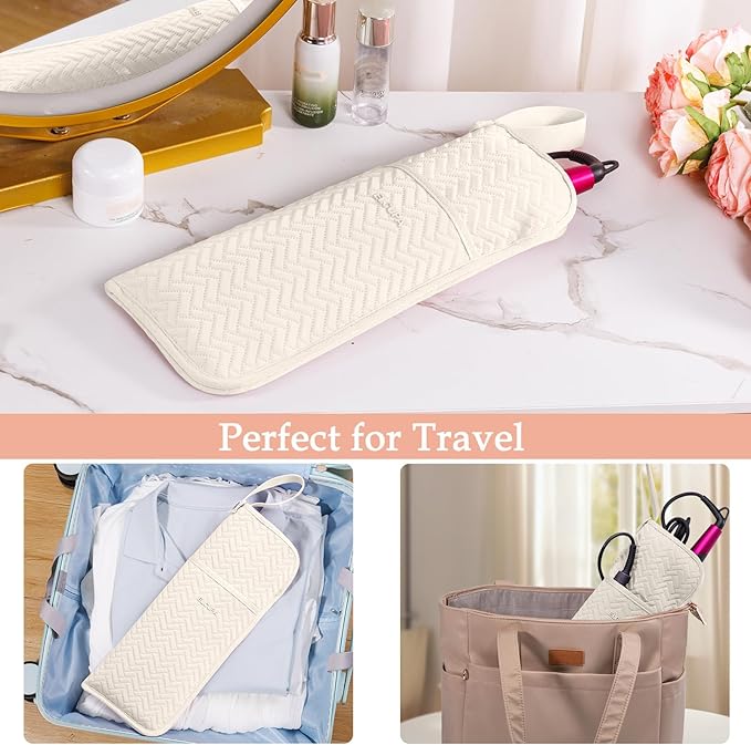 Hair Tools Travel Bag, Heat Resistant Curling Iron Holder & Flat Iron Case, Hot Tools Organizer Pouch for Hair Straightener, Hair Dryer, Crimper & Styling Accessories, Travel Makeup Bag