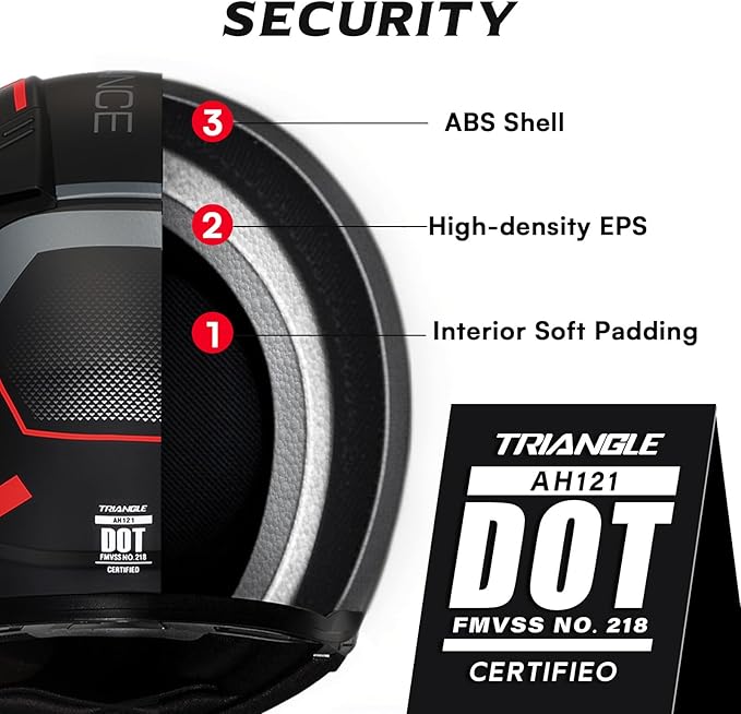 TRIANGLE Modular Motorcycle Helmets for Men Flip Up Full Face Helmet Dual Visor with Internal Sunshield DOT Approved