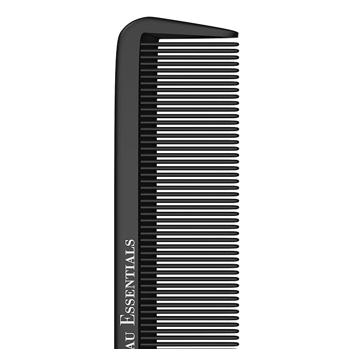 Professional 8.8 Inch Tail Comb (2 Pack) - Black Carbon Fiber And Stainless Steel Tail Comb - Anti Static And Heat Resistant - Lightweight For All Hair Types By Bardeau Essentials