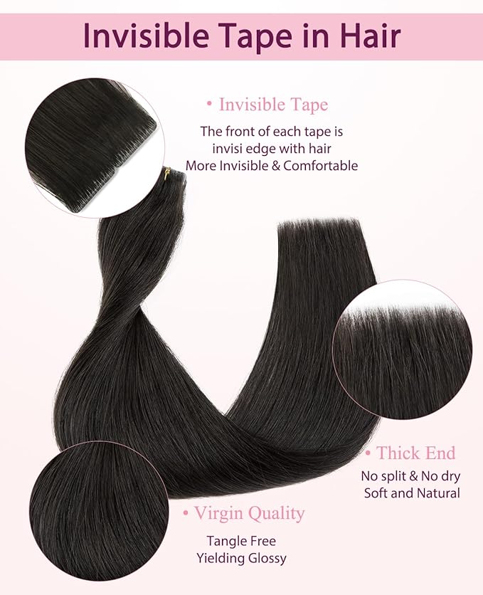 Pinkpearl Invisible Tape in Hair Extensions Human Hair, 20pcs 18inch 50g #2 Dark Brown Injection Tape in Extensions Real Remy Straight Seamless Silky Human Hair Injected