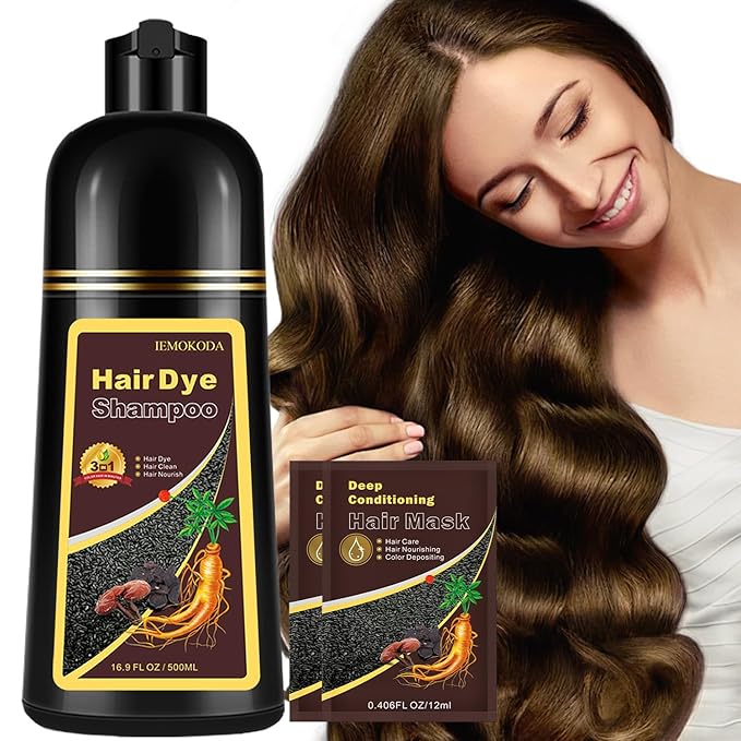 Instant Chestnut Brown Hair Dye Shampoo for Vibrant Hair Color, Natural Herbal Hair Color Shampoo Hair Dye, 3 in 1 Coloring & Care Formula Lasts 3-4 Weeks, Easy & Quick to Use for Women Men, 500ML