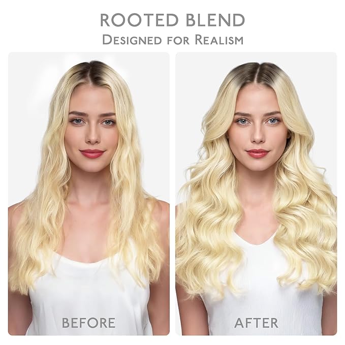 WENNALIFE Clip in Hair Extensions, 18 Inch 120g 7pcs Clip in Hair Extensions Real Human Hair, Ombre Light Dark Brown to Platinum Blonde Remy Hair