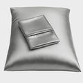 BLISSFORD Satin Pillowcase with Zipper, for Hair and Skin Care, Feels Soft and Cool Like a Silk Pillowcase, Satin Pillow Cases 2 Pack, Slik Pillow Cover, Grey, Queen Size, Set of 2