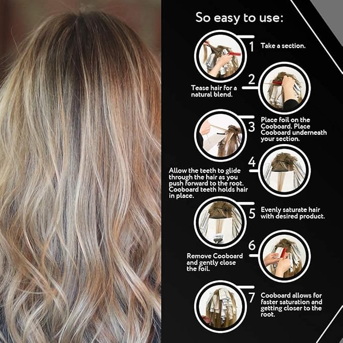 Authentic Cooboard Balayage Board with Teeth | Original Highlighting Paddle from The Maker of Cooboard Hair Highlighting Kit | Easy to Clean, Sturdy, Lightweight (Cooboard Blue)