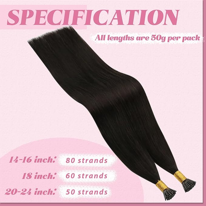 YoungSee I Tip Hair Extensions Dark Brown 24 Inch I Tip Extensions Human Hair Brown Itip Human Hair Extension Remy Hair 50g 50s Natural Looking Hair Extension for Long Hair