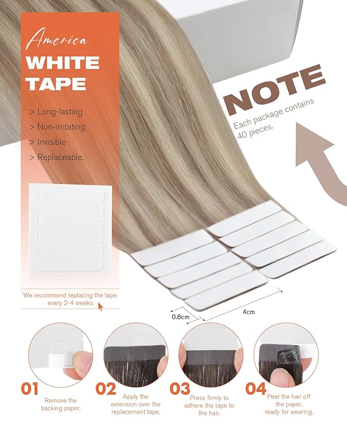 Sunny Hair Tape in Hair Extensions Real Human Hair Invisible Remy Hair Extensions Tape ins for Women Ash Blonde Highlight Bleach Blonde with Pink Hue 22 inch 40pcs 100g